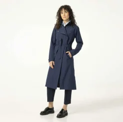 AGU Trench Coat Long Damen Regenjacke - Marine