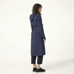 AGU Trench Coat Long Damen Regenjacke - Marine