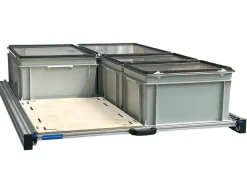 Alu 120 x 80 cm Heckauszug mit 4 Boxen mit Deckel und Multiplex