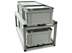 Aluminium 90 x 40 cm Doppel-Heckauszug mit 4 geschlossene Boxen