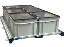 Aluminium 120 x 60 cm Heckauszug mit 5 geschlossenen Boxen