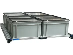Aluminium 120x80 cm Heckauszug mit 6 Boxen mit Deckel