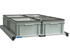 Aluminium 120x80 cm Heckauszug mit 6 Boxen mit Deckel