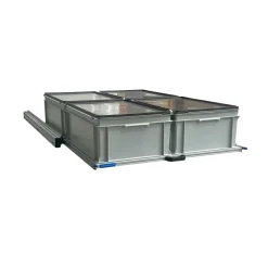Aluminium 120x80 cm Heckauszug mit 6 Boxen mit Deckel