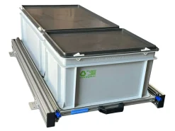 Aluminium 90x40 cm Schiebegestell mit 2 Körben und Deckel