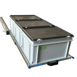 Aluminium 90x40 cm Schiebegestell mit 3 Körben und Deckel