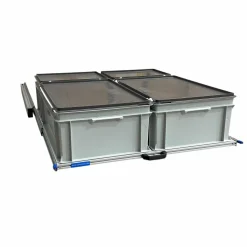 Aluminium-Heckauszug 90x80 cm mit 4 Behältern mit Deckel