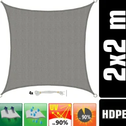 AMANKA 2 x 2 HDPE Sonnensegel - Grey