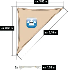 AMANKA 5,1 x 3,6 HDPE Sonnensegel - Beige