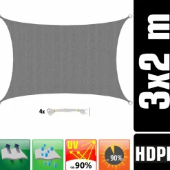 AMANKA 3 x 2 HDPE Sonnensegel - Gray