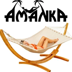 AMANKA 200 x 120 Hängematte mit Holzgestell - Beige