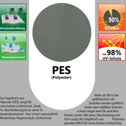 AMANKA 3 x 4 wasserabweisendes Polyester Sonnensegel - Grey