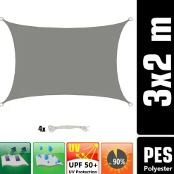 AMANKA 2 x 3 wasserabweisendes Polyester Sonnensegel - Grey