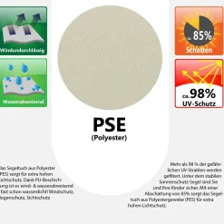 AMANKA 3 x 4 wasserabweisendes Polyester Sonnensegel - Beige