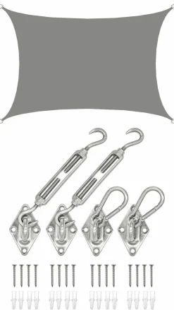 AMANKA 3 x 4 Wasserdichtes Sonnensegel mit Befestigung - Grey