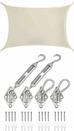 AMANKA 2 x 3 Wasserdichtes Sonnensegel mit Befestigung - Beige