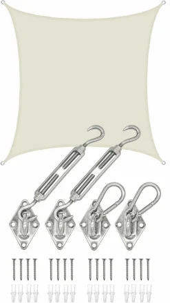 AMANKA 4x4 Wasserdichtes Beige Sonnensegel mit Befestigung