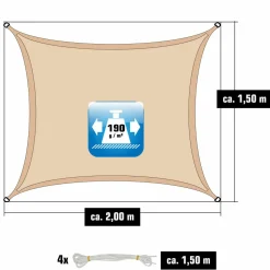 AMANKA 1,5x2m beiges Polyester wasserdichtes Schattennetz