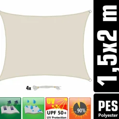 AMANKA 1,5x2m beiges Polyester wasserdichtes Schattennetz
