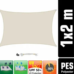 AMANKA 1x2m beiges Polyester wasserdichtes Schattennetz