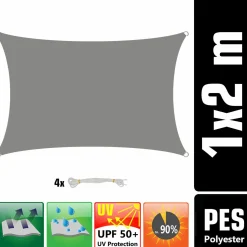 AMANKA 1x2m graues Polyester wasserdichtes Schattennetz