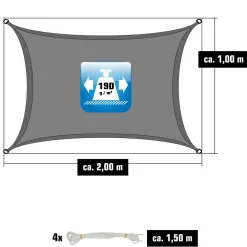 AMANKA 1x2m graues Polyester wasserdichtes Schattennetz