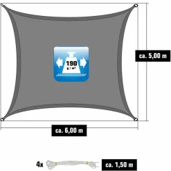 AMANKA 6x5m graues Polyester wasserdichtes Schattennetz