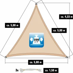 AMANKA 5x5x5 Beiges atmungsaktives UV Sonnensegel