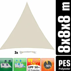 AMANKA 8x8x8 beiges Polyester wasserdichtes Schattennetz