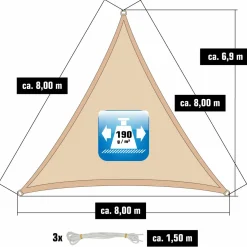 AMANKA 8x8x8 beiges Polyester wasserdichtes Schattennetz