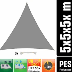 AMANKA 5x5x5 graues Polyester wasserdichtes Schattennetz
