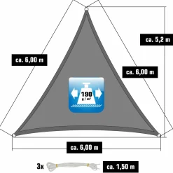 AMANKA 6x6x6 graues Polyester wasserdichtes Schattennetz