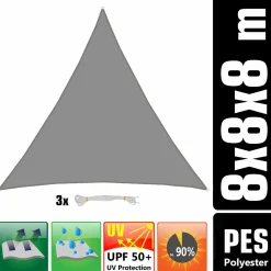 AMANKA 8x8x8 graues Polyester wasserdichtes Schattennetz