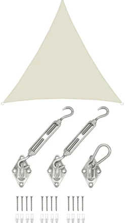 AMANKA 4x4x4 Wasserdichtes Sonnensegel mit Befestigung - Beige