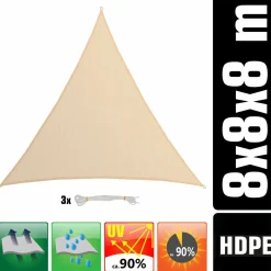 AMANKA 8x8x8m beiges HDPE wasserdurchlässiges Schattennetz