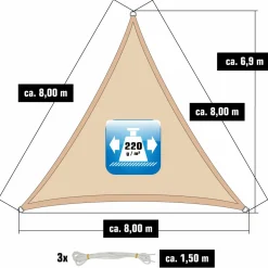 AMANKA 8x8x8m beiges HDPE wasserdurchlässiges Schattennetz