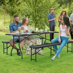 Amberg Rattan-Optik 3-teiliges Bierzeltgarnitur Set