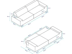 ARKO Doppel-Modulsofa - 240x80cm Grau