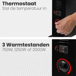 Auronic 2000 Watt Elektrische Konvektorheizung - Black