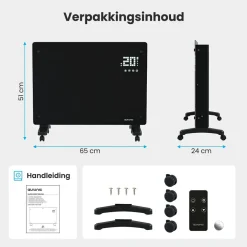 Auronic 1500 Watt Glasplattenheizung - Black