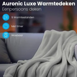 Auronic 1-Personen Elektrische Decke - Light Grey