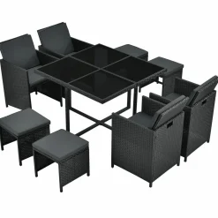 Baracoa L Polyrattan schwarzes Diningset