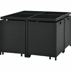 Baracoa L Polyrattan schwarzes Diningset