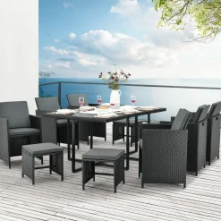 Baracoa XL Polyrattan schwarzes Diningset