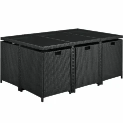Baracoa XL Polyrattan schwarzes Diningset
