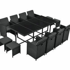 Baracoa XXL Polyrattan schwarzes Diningset
