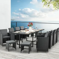 Baracoa XXL Polyrattan schwarzes Diningset