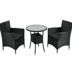 Bayamo Polyrattan schwarz graue Balkon Set