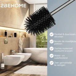 2BEHOME WC-Bürste mit Halter - Black