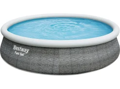 Bestway Fast Set Ø457 cm Rattanpool mit Pumpe und Stufen
